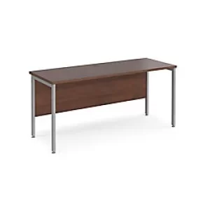 Rectangular Straight Desk Walnut Wood H-Frame Legs Silver Maestro 25 1600 x 600 x 725mm