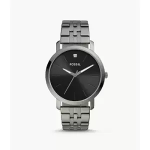 Fossil Mens Lux Luther Three-Hand Stainless Steel Watch - Smoke