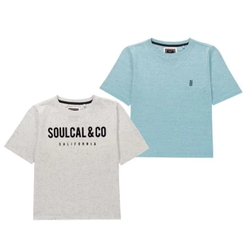 SoulCal Pack Textured Logo T-Shirts Junior Boys - Blue/Ecru