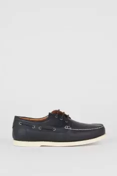 Navy Leather Boat Shoes