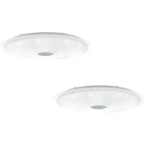 2 PACK Wall Flush Ceiling Light White Shade White Silver Crystal Effect LED 80W