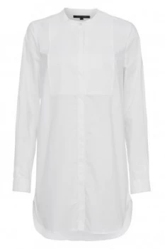 French Connection Smithson Cotton Bib Front Longline Shirt White