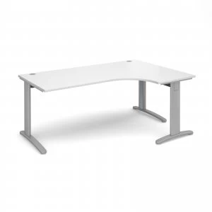 TR10 Deluxe Right Hand Ergonomic Desk 1800mm - Silver Frame White Top