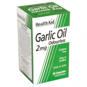 HealthAid Vegan Garlic Oil Odourless 2mg 30 Capsules