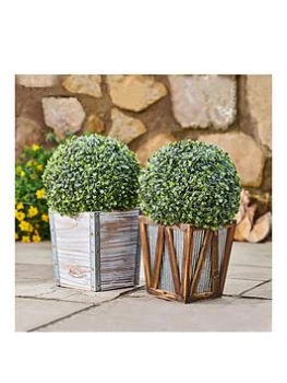 Peaktop Teamson Home - Solar Powered Pre-Lit Artificial Topiary - Rustic