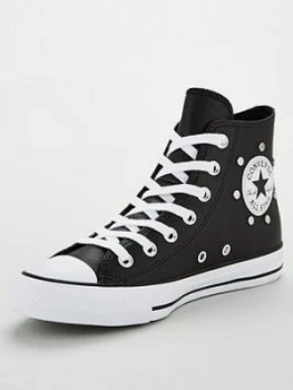 Converse Chuck Taylor All Star Stud Leather Hi Top Plimsolls - Black