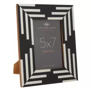 Olivia's Donall 5 x 7 Striped Photo Frame in Black & White