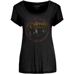 Def Leppard - Vintage Circle Womens Large T-Shirt - Black