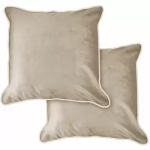 Emma Barclay Chelsea Velvet Soft Touch Piped Cushion Cover, Taupe, 43 x 43 Cm