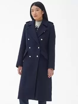 Barbour Inverraray Wool Blend Coat - Navy, Size 14, Women