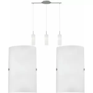 Ceiling Pendant Light & 2x Matching Wall Lights Satin Nickel & Glass Triple Lamp