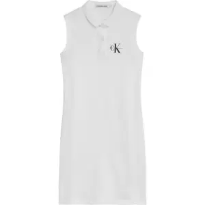 Calvin Klein Jeans Monogram Polo Sleeveless Dress - White