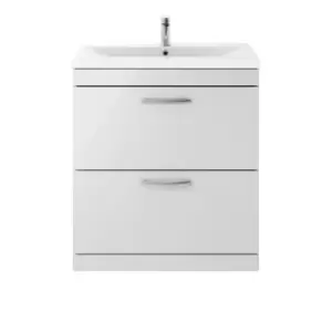 Nuie Athena 800 Floor Standing 2-drawer Vanity & Mid-edge Basin - Gloss Grey Mist