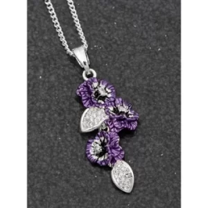 Violet Pansy Cascade Silver Plated Necklace