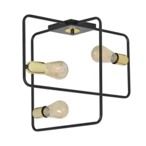 Savo Black Semi Flush Light 3x E27