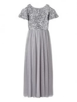 Monsoon Girls Jacinta Cold Shoulder Prom Dress - Silver