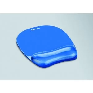 Fellowes Crystal Mouse Mat Pad with Wrist Rest Gel Blue Ref 91141