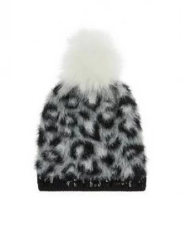 Monsoon Girls Zoe Leopard Sequin Pom Hat - Multi