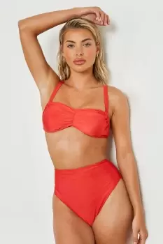 Padded Ruched Front High Waist Bikini Set