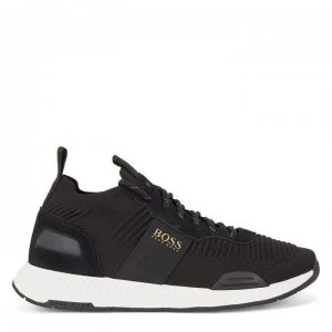 Hugo Boss Titanium Knit Runner Trainers Black/Gold Size 8 Men