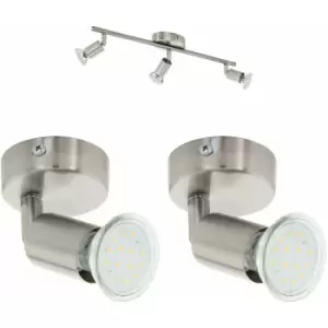 Ceiling Spot Light & 2x Matching Wall Lights Satin Nickel Adjustable Kitchen