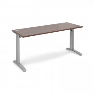 TR10 Straight Desk 1600mm x 600mm - Silver Frame Walnut Top