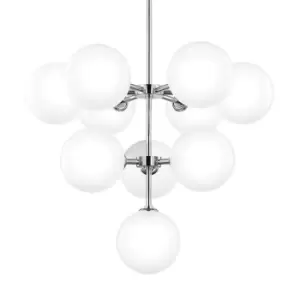 Ashleigh 10 Light Chandelier Polished Nickel, Glass