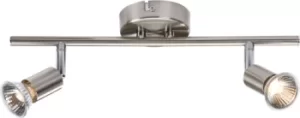 KnightsBridge 230V GU10 Twin Bar Spotlight- Brushed Chrome