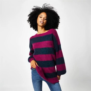 Jack Wills Bowland Stripe Knitted Jumper With Wool - Orchid/Navy