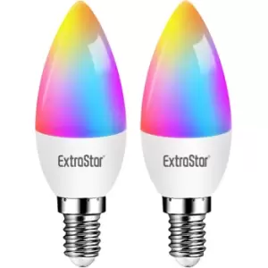 2 Pack x Smart 4.9W LED Candle Light Bulb rgb E14