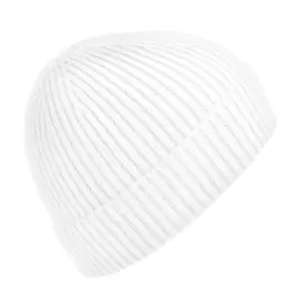 Beechfield Engineered Knit Ribbed Beanie (One Size) (White)