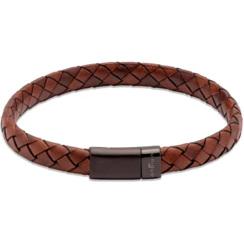 Unique & Co. Lido Cognac Bracelet with Black IP Plated Matte and Polished Magnetic Clasp