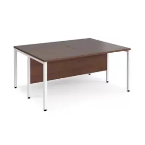 Office Desk 2 Person Rectangular Desk 1600mm Walnut Tops With White Frames 1200mm Depth Maestro 25