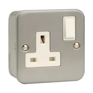 Click Scolmore Essentials Metal Clad 1 Gang Double Pole 13A Switched Socket (No K/O) - CL035B