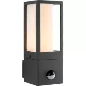 Loops - Outdoor Rectangular Wall Lantern Light with pir - 7W GU10 LED - Textured Grey