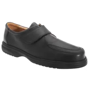 Roamers Mens Superlite Wide Fit Touch Fastening Leather Shoes (10 UK) (Black)