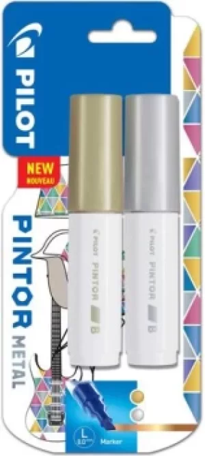 Pintor Broad Chisel Tip Paint Marker 8mm Gold and Silver Colours (Pack 2) 3131910536819