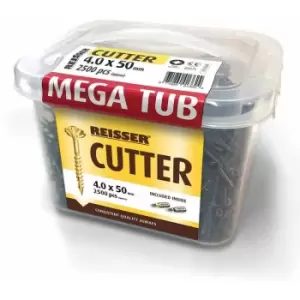 Reisser - 4 x 50mm Cutter Wood Screws - Mega Tub of 2500 - Yellow