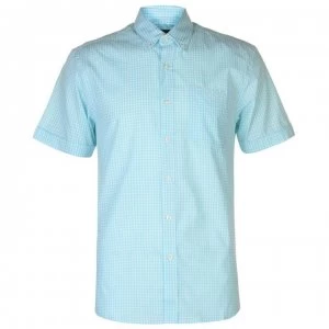 Pierre Cardin Small Gingham Short Sleeve Shirt Mens - Aqua/White