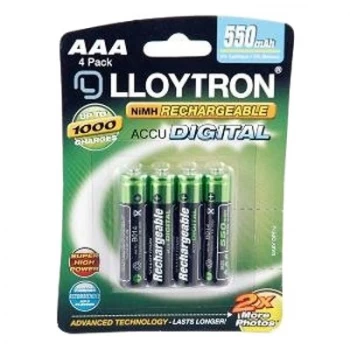 Lloytron B014 Rechargeable Accupower AAA Ni-MH Batteries 550mAh 4 Pack