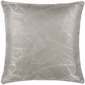 Wylder - Seymour Golden Thread Embroidered Piped Edge Cushion Cover, Warm Grey, 50 x 50 Cm