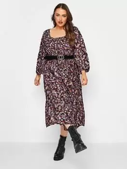 Yours Balloon Sleeve Midaxi Dress - Multi, Size 20, Women