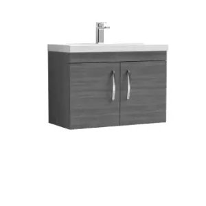 Nuie Athena 800 Wall Hung 2-door Vanity & Thin-edge Basin - Grey Woodgrain