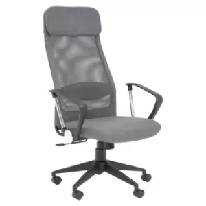 Premier Housewares Brent Mesh And Fabric Home Office Chair, Grey