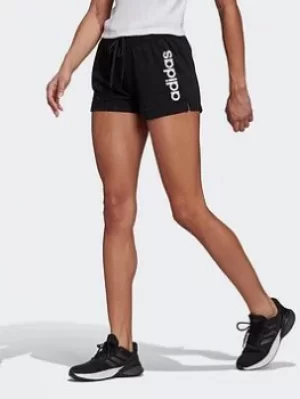 adidas Essentials Slim Logo Shorts, Black/White, Size XS, Women