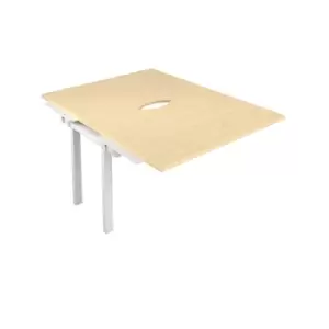 Telescopic Sliding 2 Person Extension Bench with Cut Out and White Frame - 1600mm - Maple