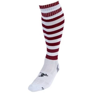 Precision Hooped Pro Football Socks White/Maroon - UK Size 3-6