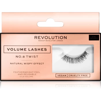 Makeup Revolution False Lashes Volume Stick-On Eyelashes + Glue 1ml NO.8 Twist