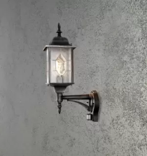 Milano Outdoor Modern Lantern Wall Lamp, Up, Black , Silver, IP43