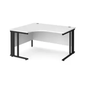 Office Desk Left Hand Corner Desk 1400mm White Top With Black Frame 1200mm Depth Maestro 25 MCM14ELKWH